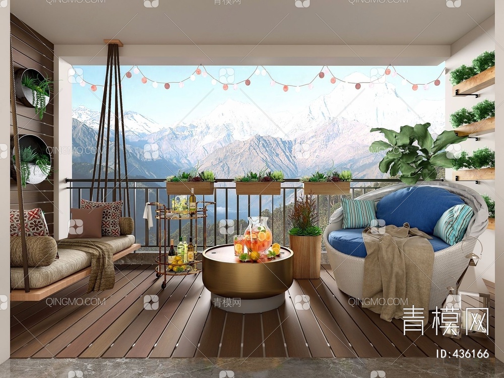 阳台室外家具3D模型下载【ID:436166】
