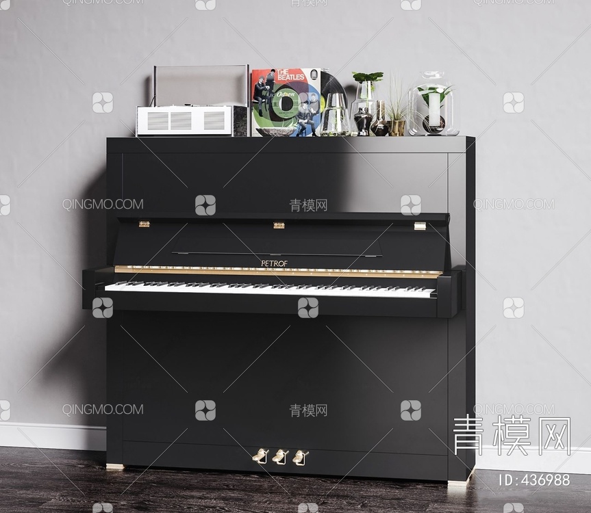 钢琴唱片机组合3D模型下载【ID:436988】