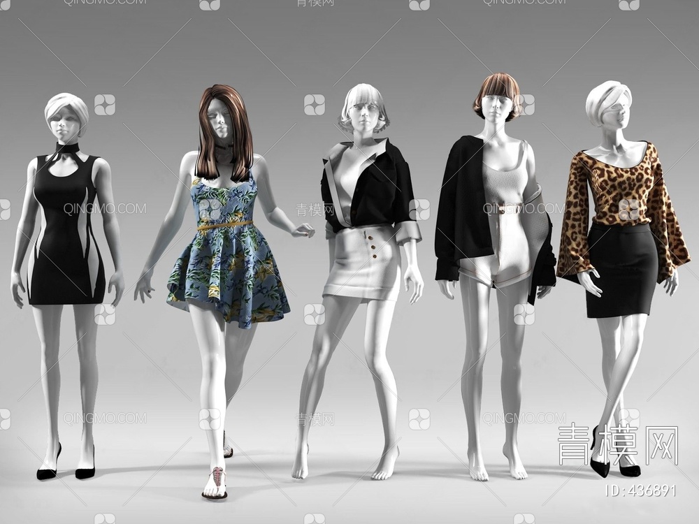 人物模特女人组合3D模型下载【ID:436891】