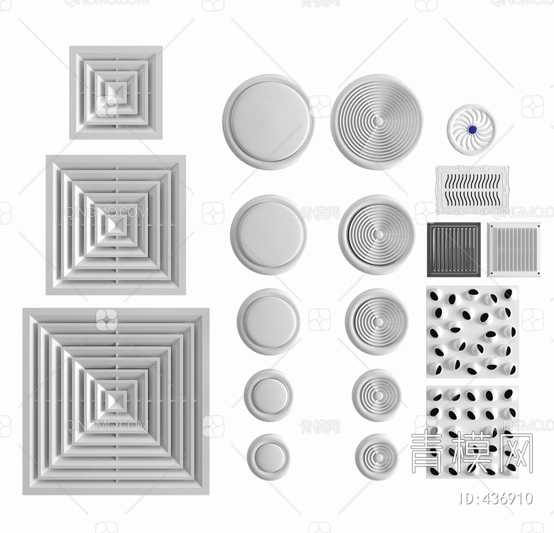 排气通风口组合3D模型下载【ID:436910】