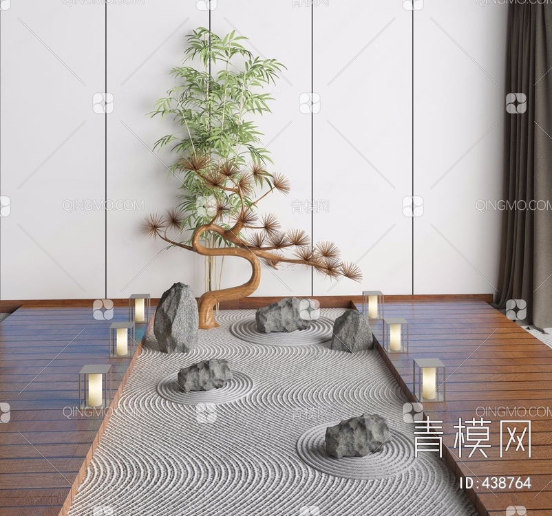 庭院枯山水景观小品3D模型下载【ID:438764】