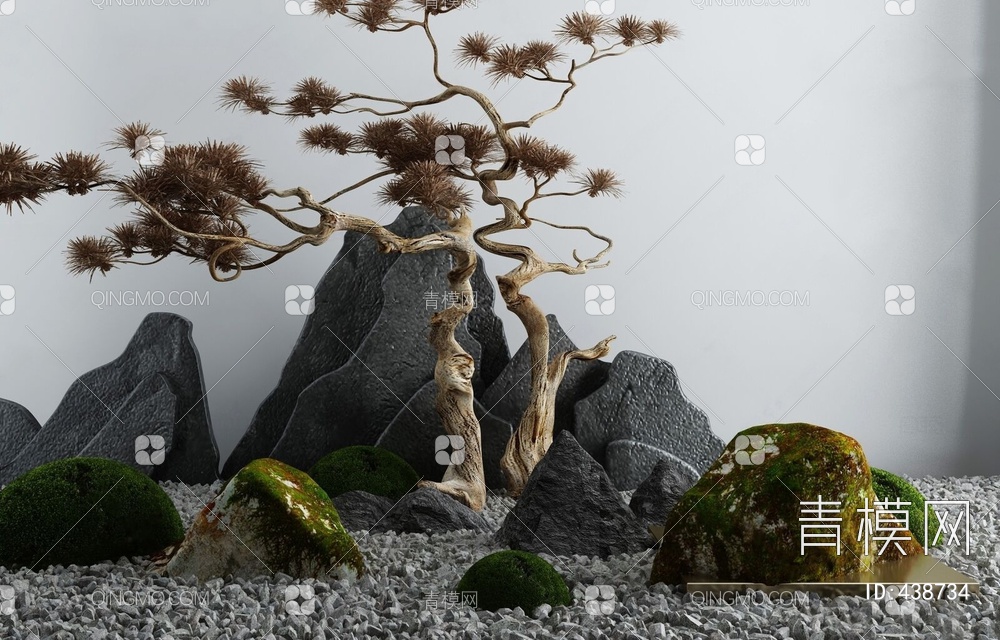 庭院景观小品枯山水石3D模型下载【ID:438734】