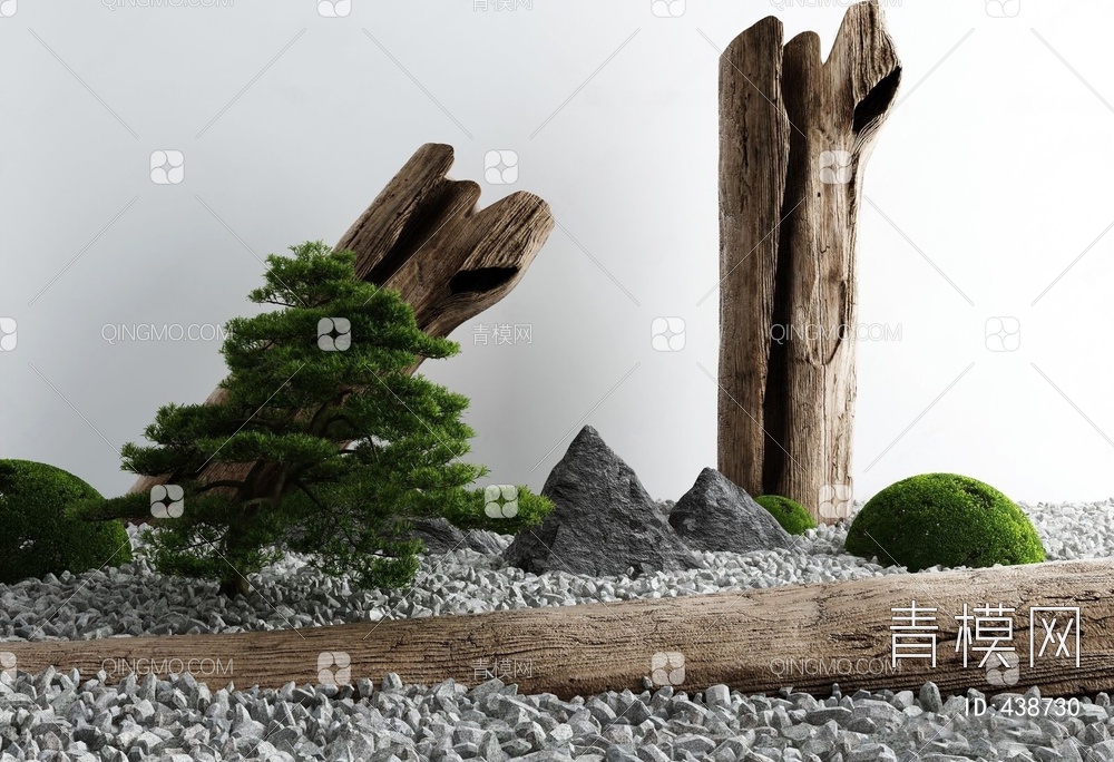 庭院景观小品枯山水石3D模型下载【ID:438730】