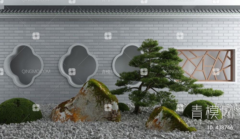 庭院景观小品枯山水石3D模型下载【ID:438746】