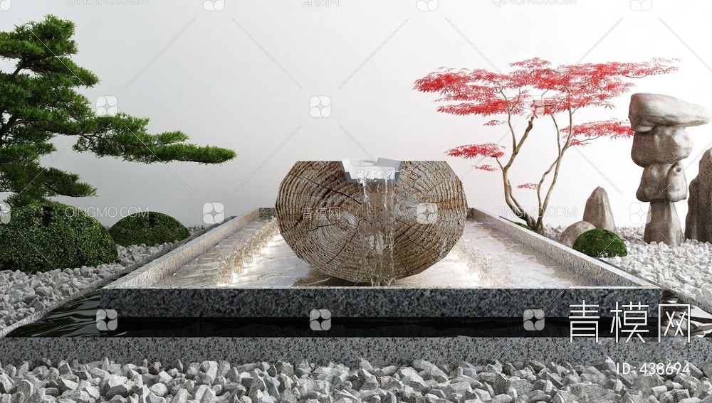 庭院景观小品枯山水石3D模型下载【ID:438694】