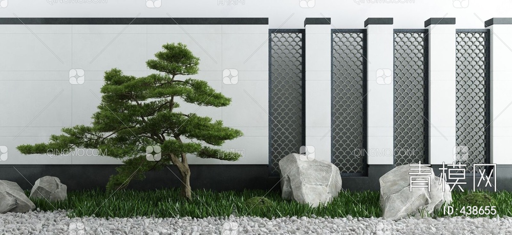 庭院景观小品枯山水石3D模型下载【ID:438655】