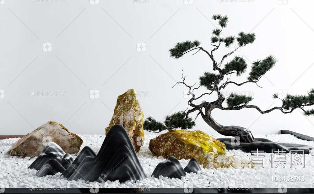 庭院景观小品枯山水石3D模型下载【ID:438743】