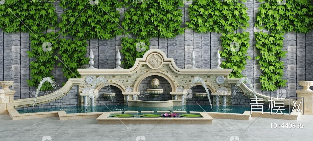 庭院水景小品流水喷泉3D模型下载【ID:440835】