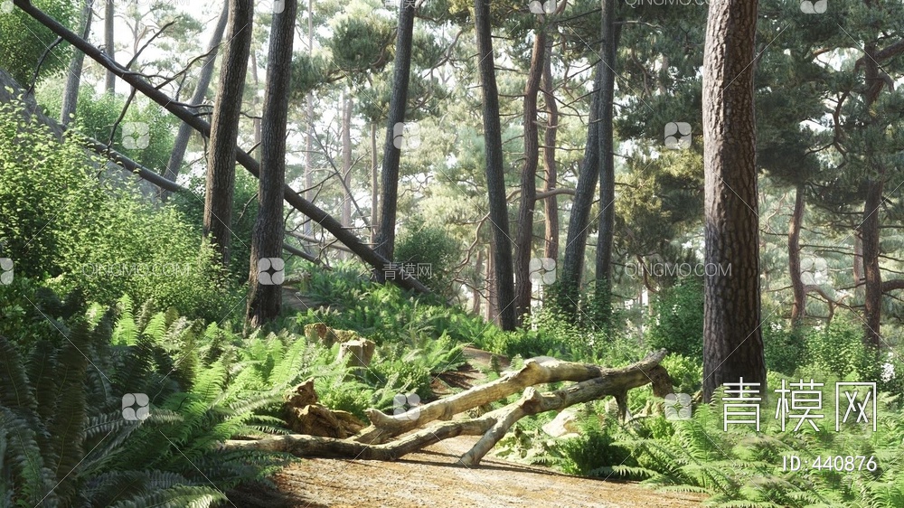 森林树木植物场景3D模型下载【ID:440876】