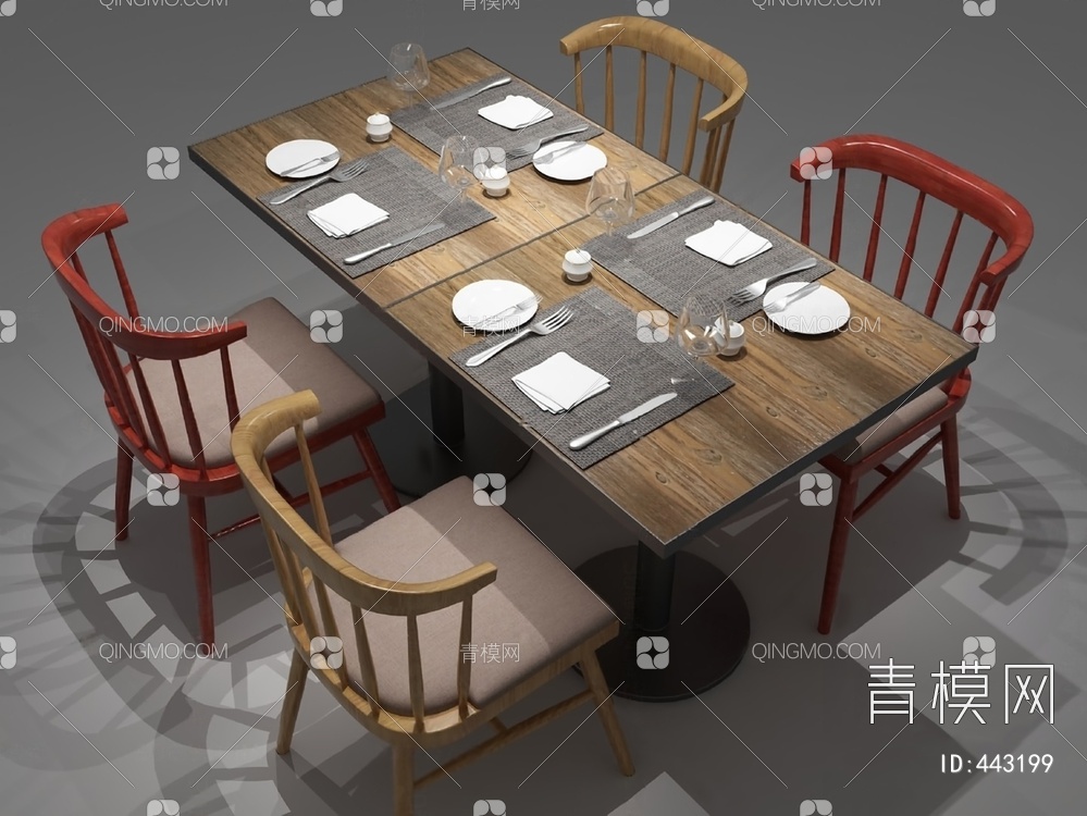 餐桌椅组合3D模型下载【ID:443199】