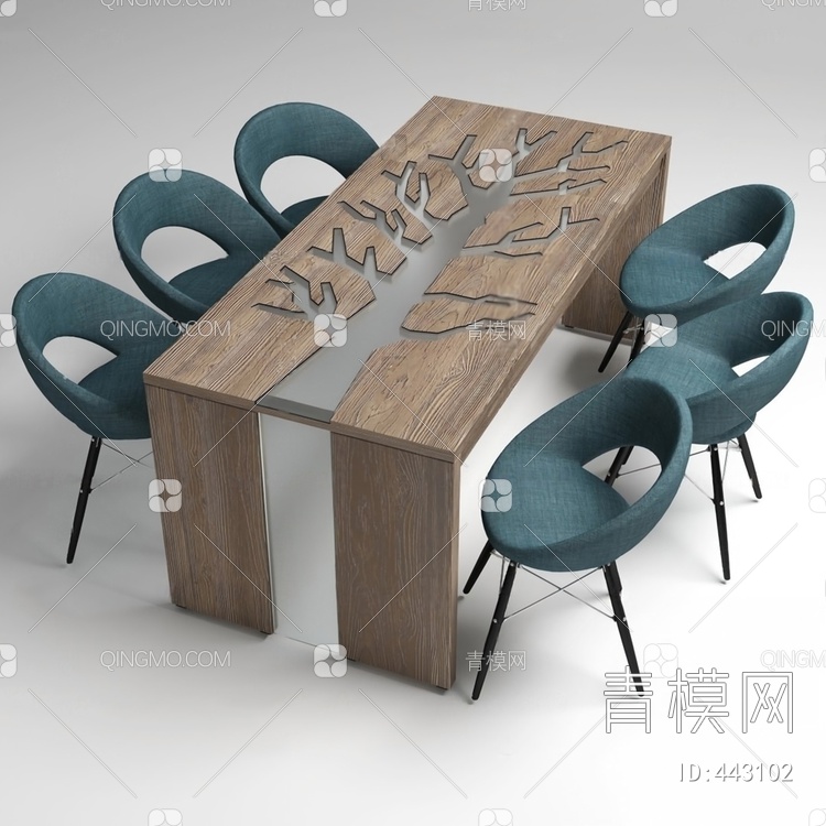 餐桌椅组合3D模型下载【ID:443102】