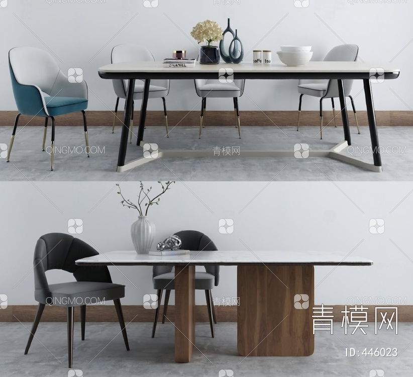 餐桌椅组合3D模型下载【ID:446023】
