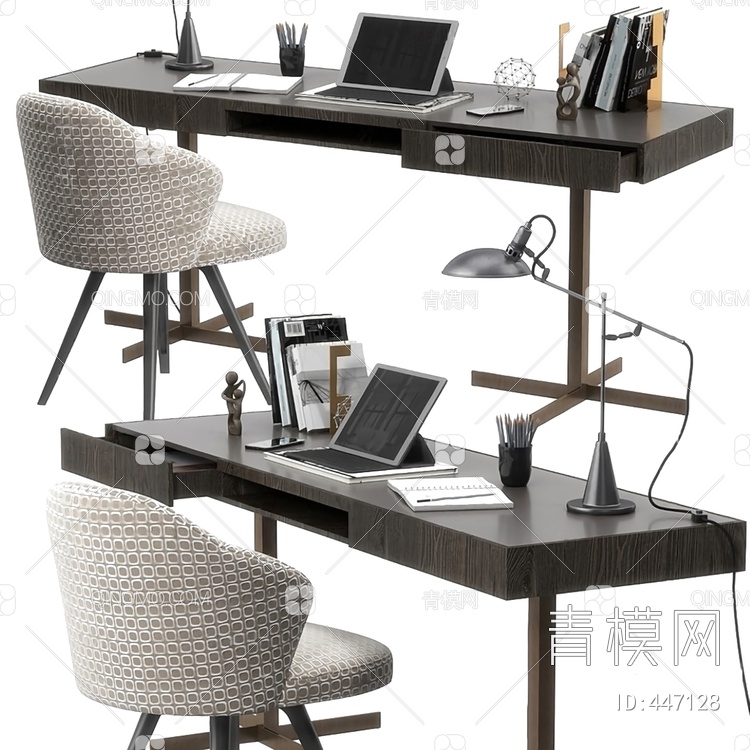 书桌椅组合3D模型下载【ID:447128】