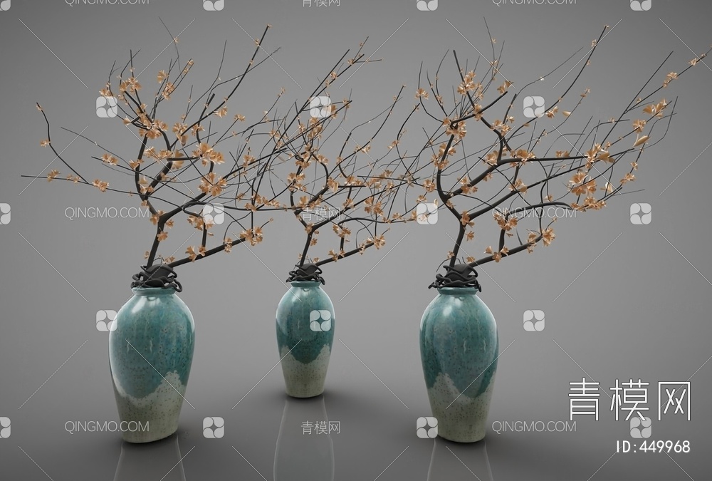 花瓶花卉3D模型下载【ID:449968】