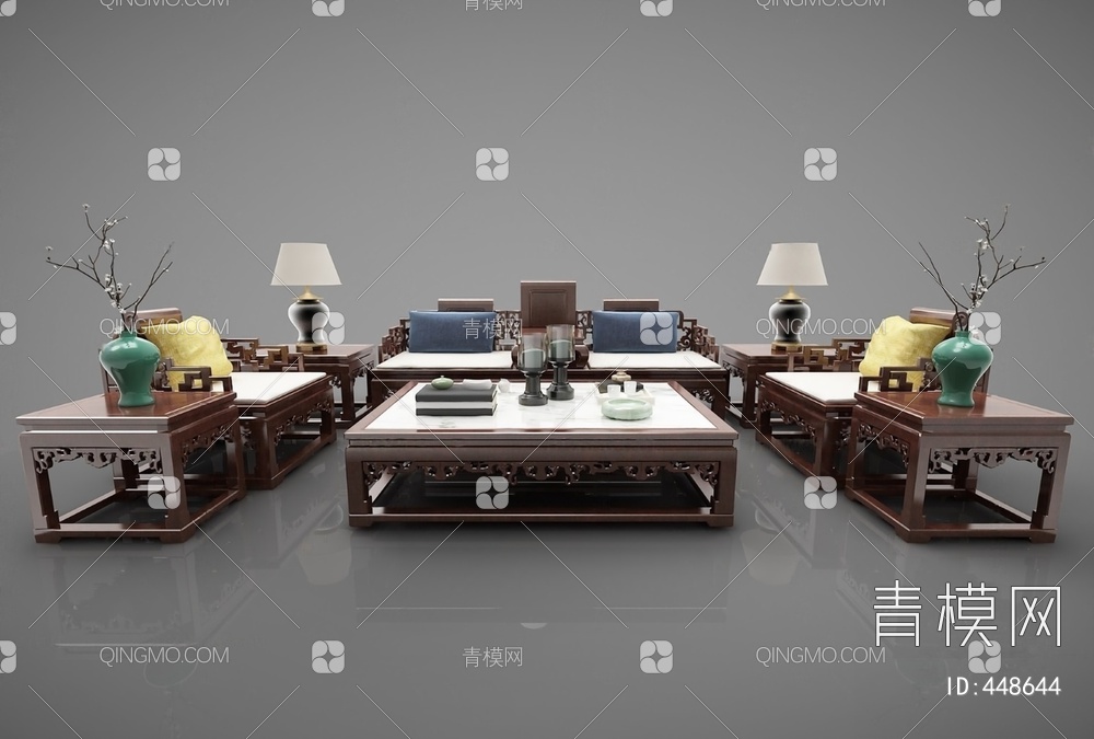 沙发茶几组合3D模型下载【ID:448644】