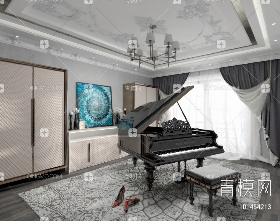 钢琴房3D模型下载【ID:454213】