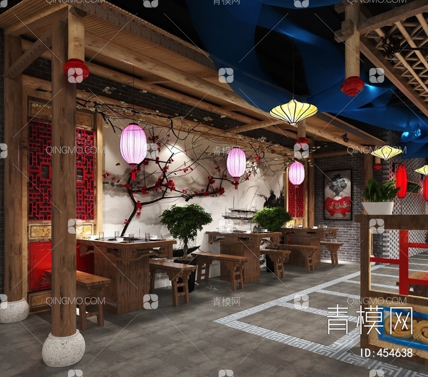 火锅店3D模型下载【ID:454638】