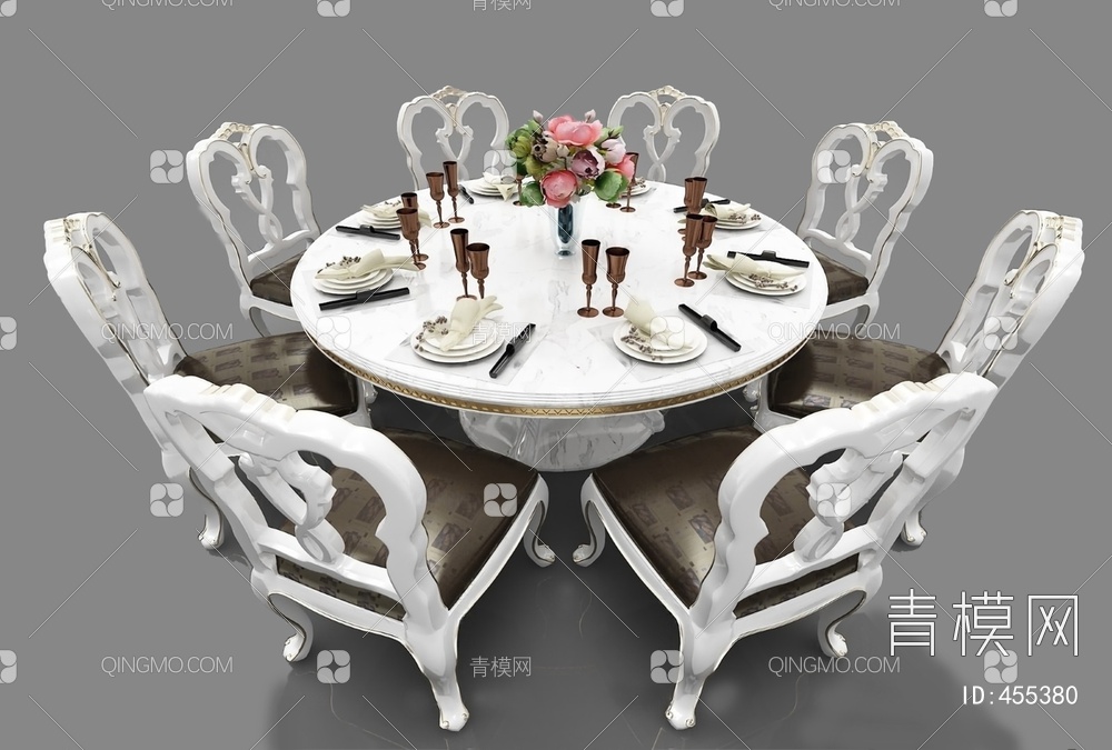 餐桌椅组合3D模型下载【ID:455380】