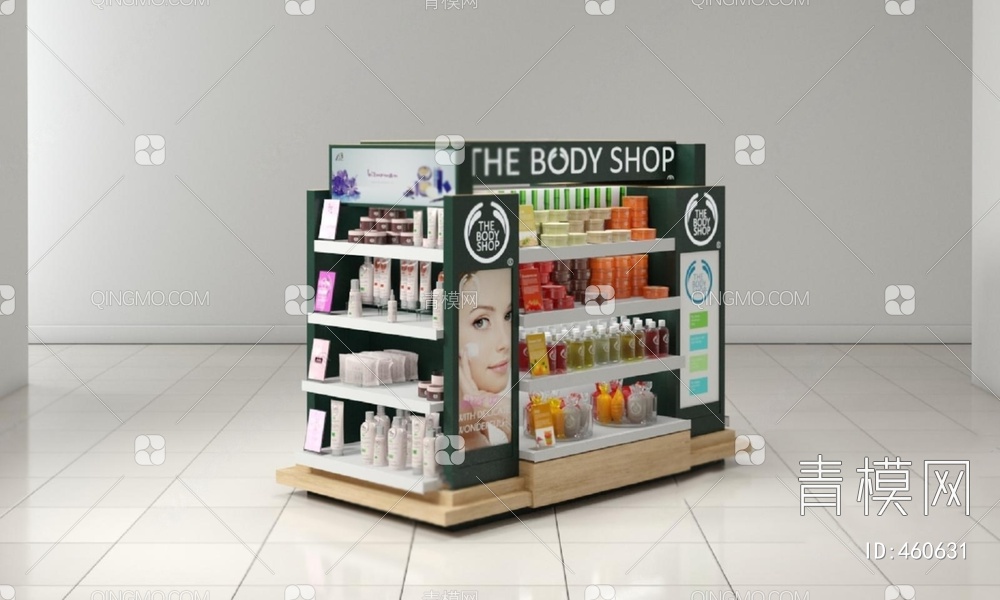 化妆品货架商展柜化妆品组合3D模型下载【ID:460631】