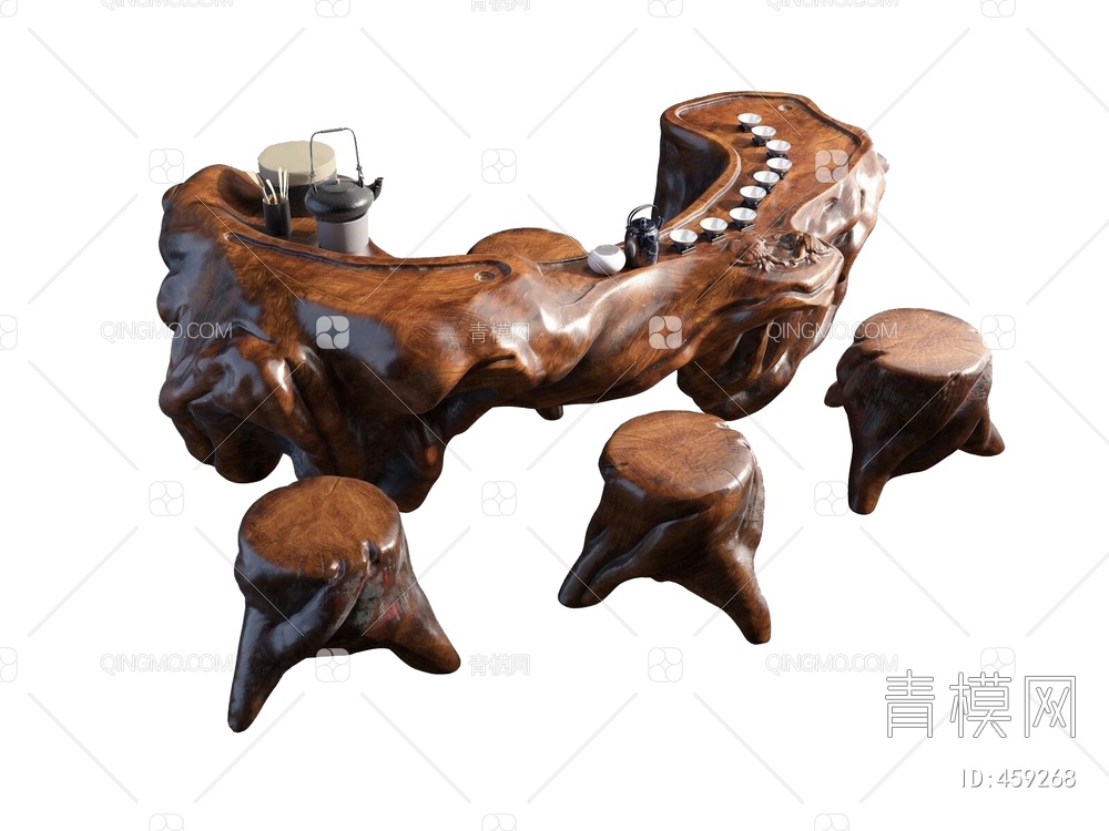 茶桌椅组合3D模型下载【ID:459268】