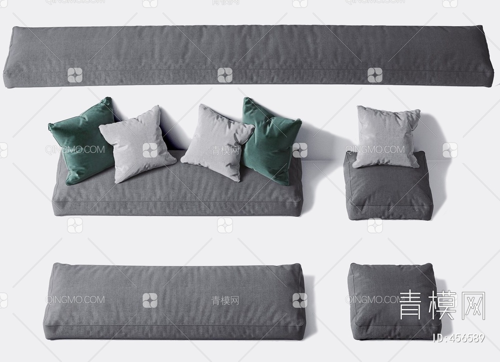 坐垫沙发抱枕组合3D模型下载【ID:456589】
