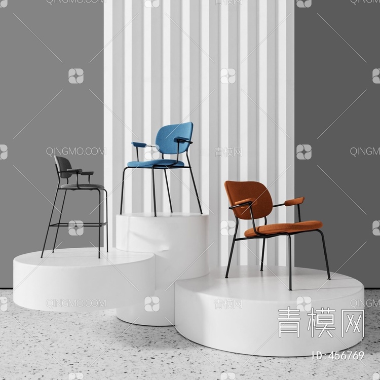 休闲椅餐椅组合3D模型下载【ID:456769】