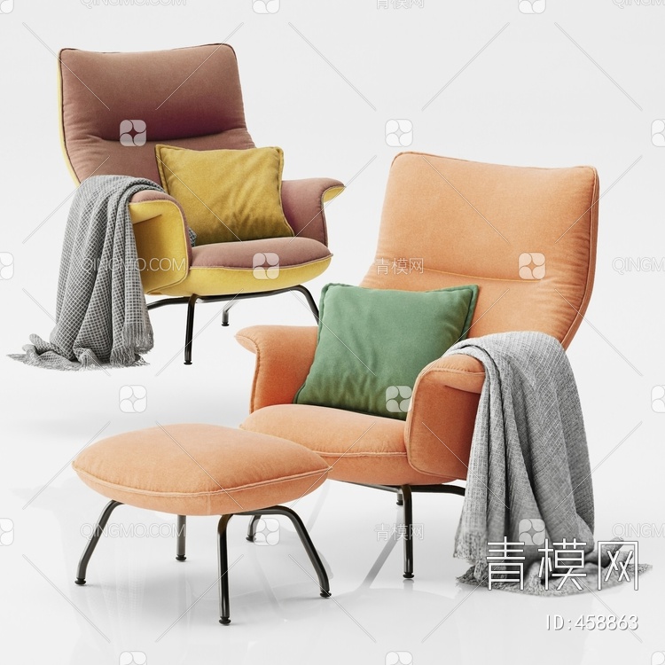 单人沙发3D模型下载【ID:458863】