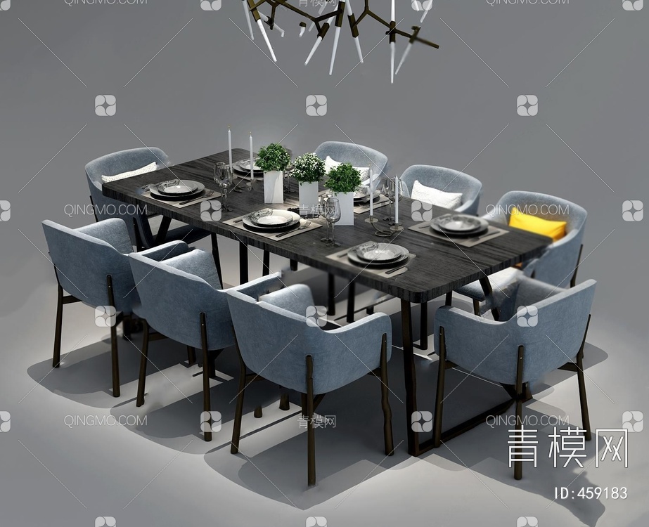 餐桌餐椅组合3D模型下载【ID:459183】