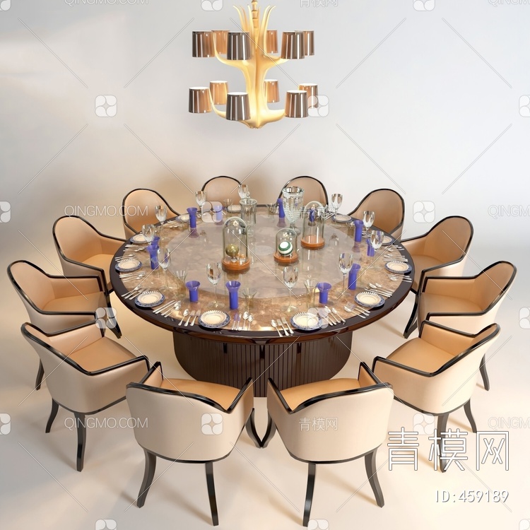 餐桌，桌椅组合3D模型下载【ID:459189】