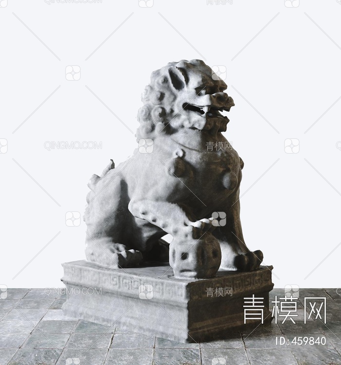 石狮子雕塑3D模型下载【ID:459840】