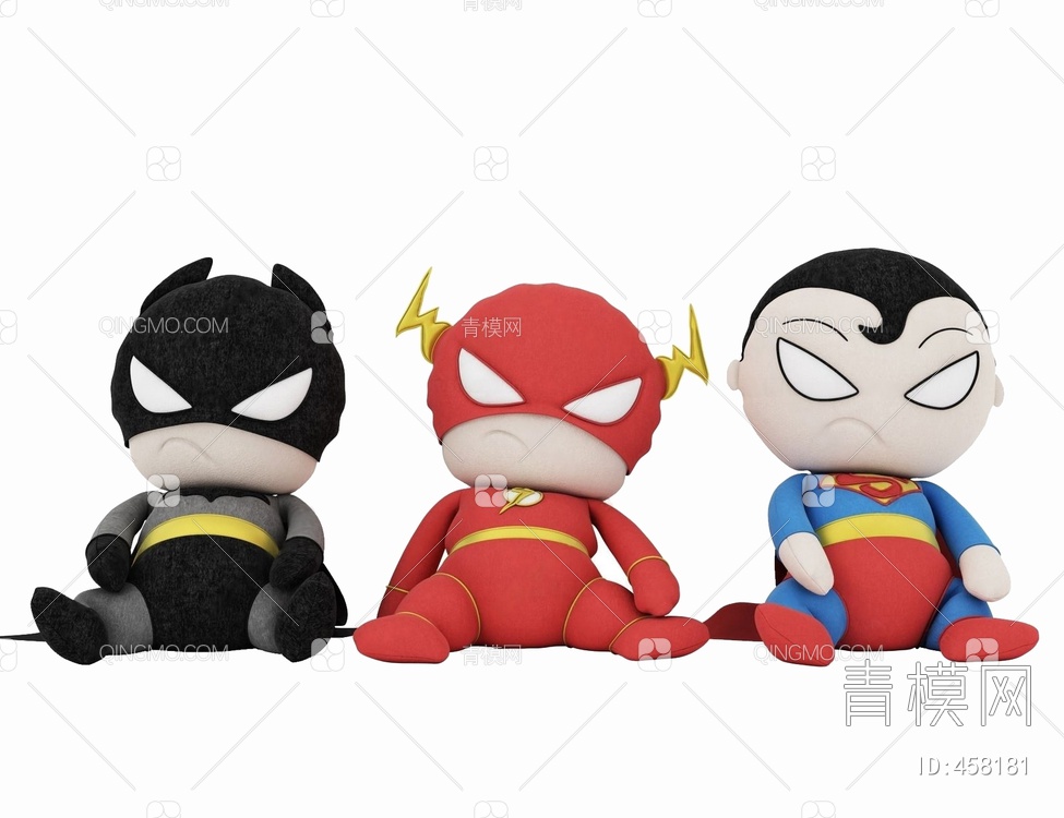 布偶玩具超人蝙蝠闪电侠侠玩具3D模型下载【ID:458181】