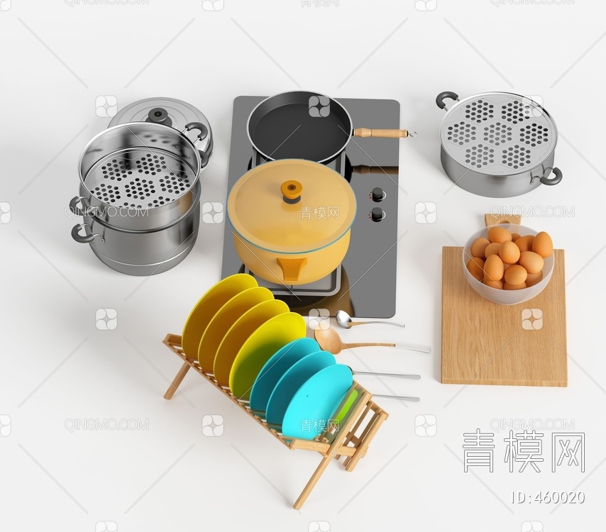 厨房厨具组合3D模型下载【ID:460020】