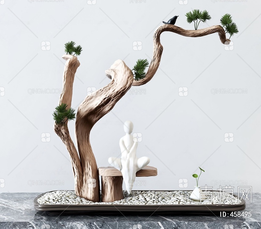 松树盆景3D模型下载【ID:458495】