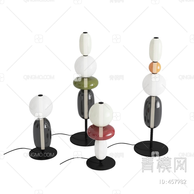 创意台灯吊灯组合3D模型下载【ID:457982】