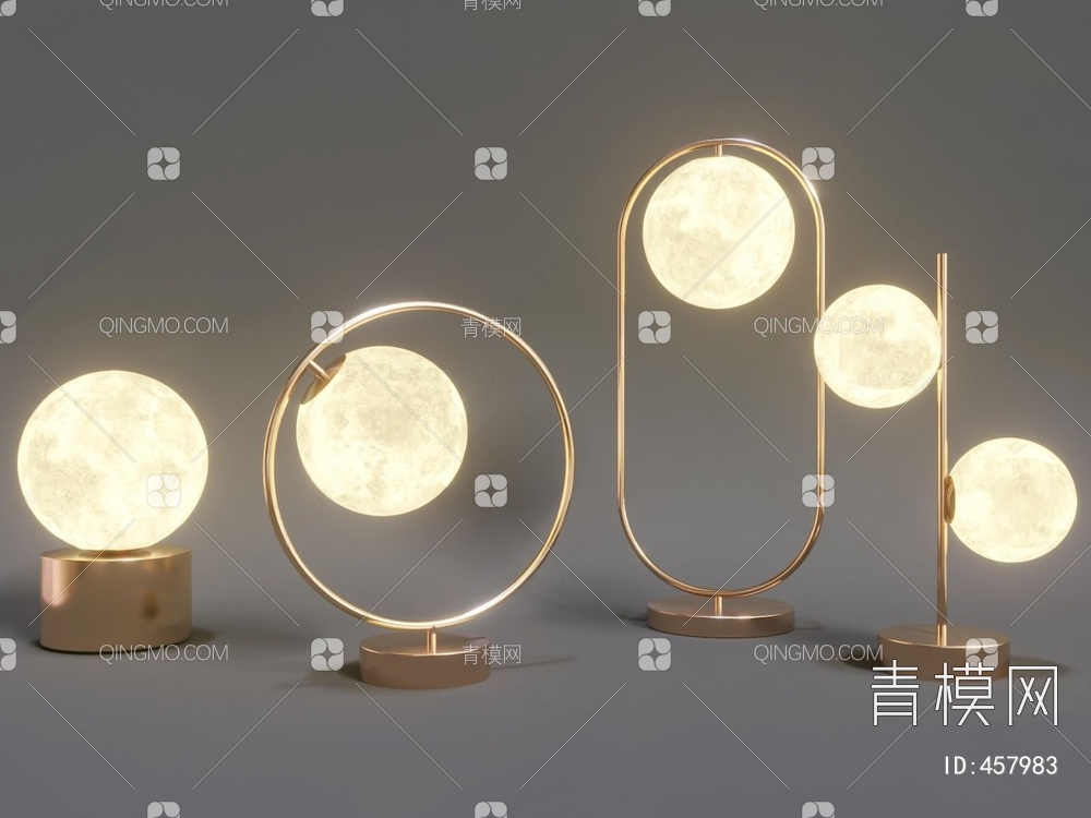 创意月球床头灯3D模型下载【ID:457983】