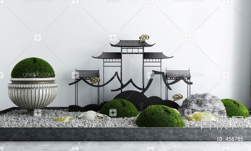 庭院景观小品枯山水石3D模型下载【ID:458785】