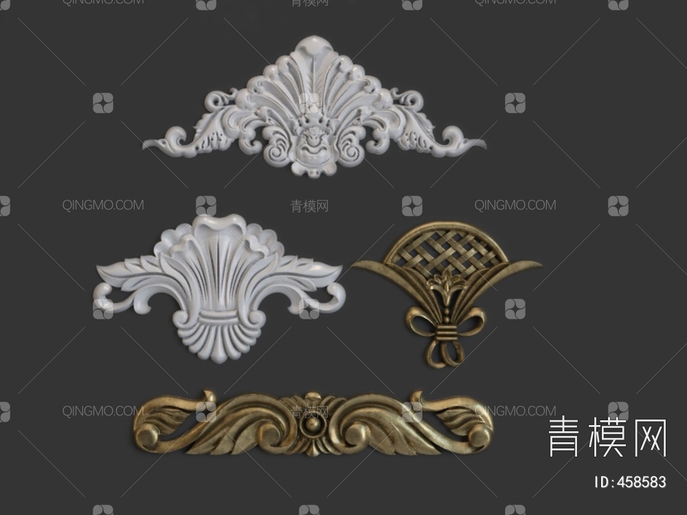 【雕花3D模型】-VR简欧有灯光有贴图MAX2016雕花3d模型下载-ID458583-免费3Dmax模型库 - 青模3d模型网