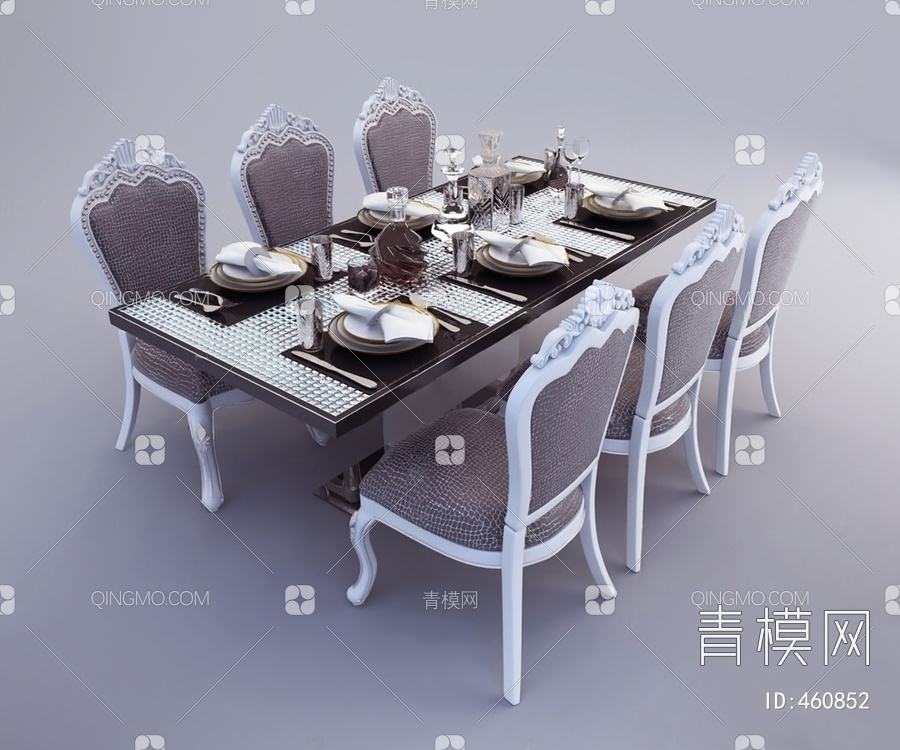 餐桌，桌椅组合3D模型下载【ID:460852】