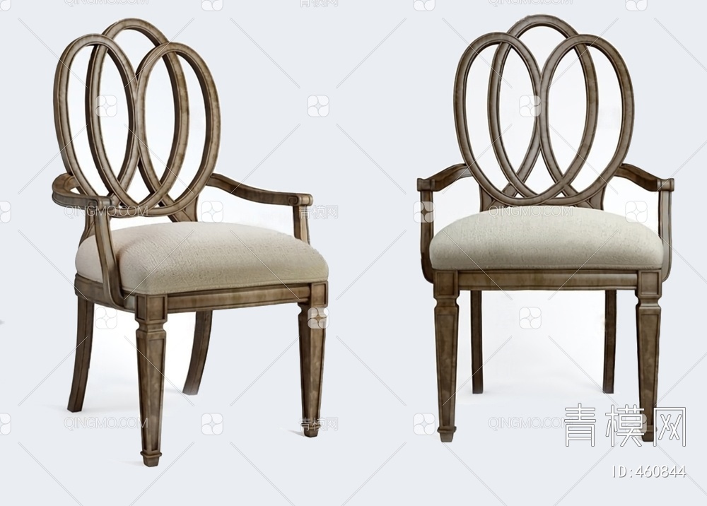 实木椅子餐椅组合3D模型下载【ID:460844】