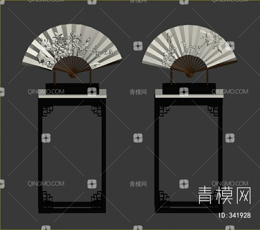 折扇装饰摆件3D模型下载【ID:341928】