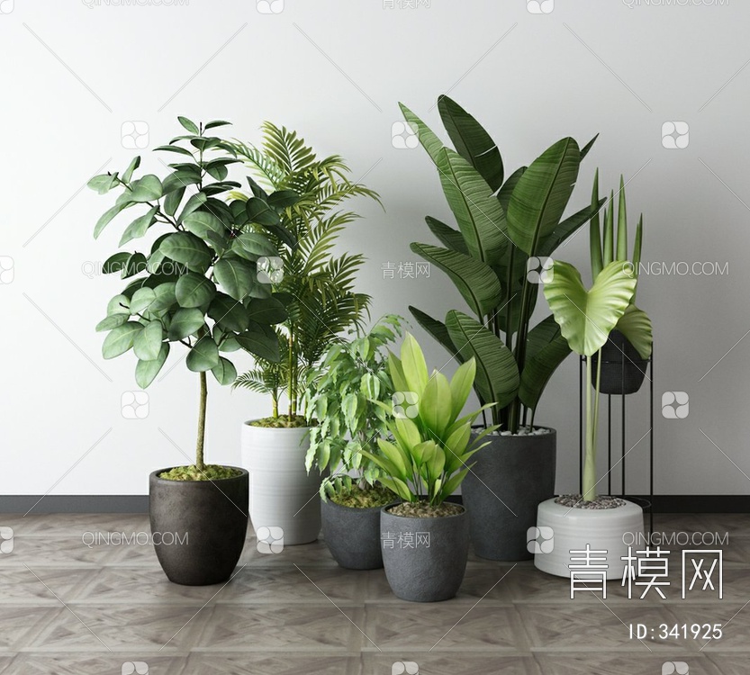 绿植盆栽组合3D模型下载【ID:341925】