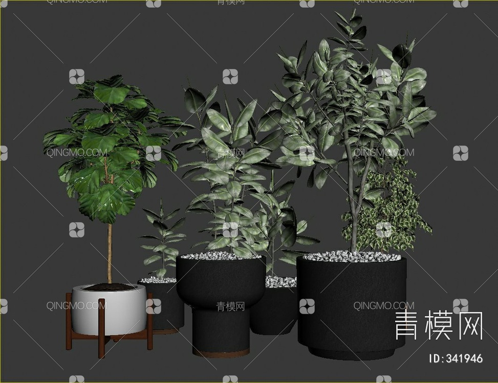 绿植盆栽组合3D模型下载【ID:341946】