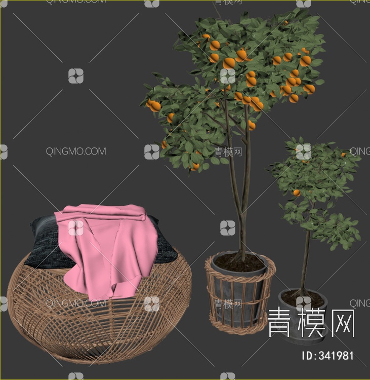 绿植盆栽组合3D模型下载【ID:341981】