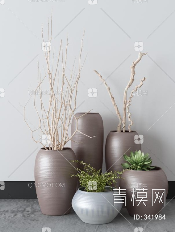 绿植盆栽组合3D模型下载【ID:341984】