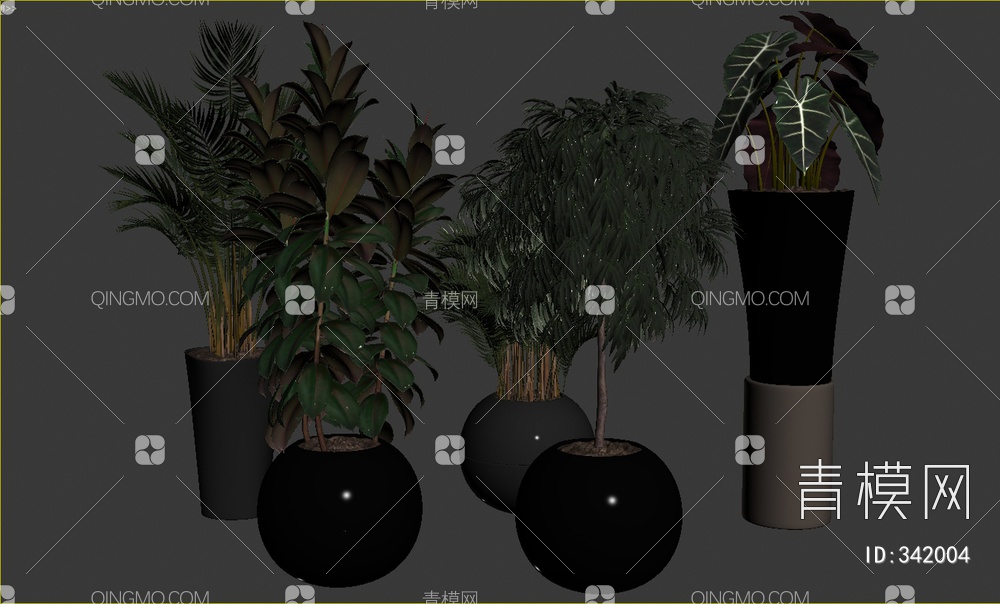 绿植盆栽组合3D模型下载【ID:342004】
