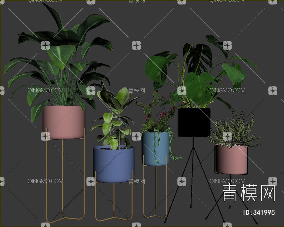 绿植盆栽组合3D模型下载【ID:341995】