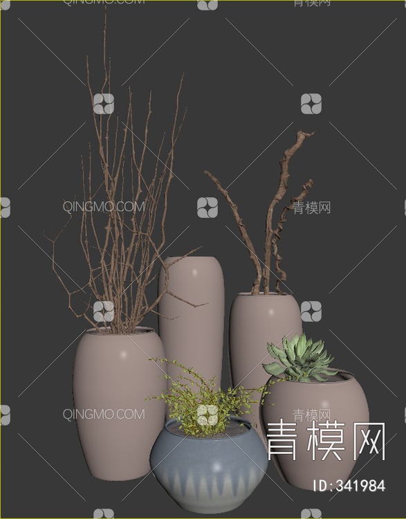 绿植盆栽组合3D模型下载【ID:341984】