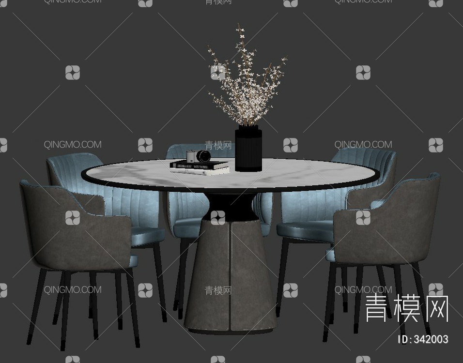 圆桌椅组合3D模型下载【ID:342003】
