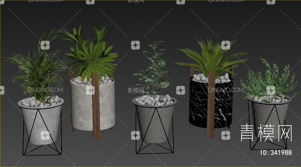 绿植盆栽组合3D模型下载【ID:341988】