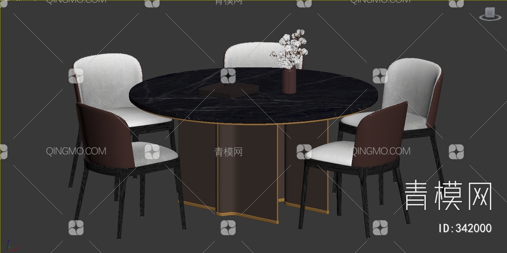 餐桌椅组合3D模型下载【ID:342000】